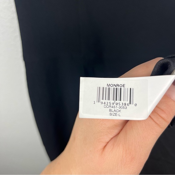 NEW Dress The Population Black Monroe Gown Sweetheart Crepe Side Slit Evening - Picture 10 of 12